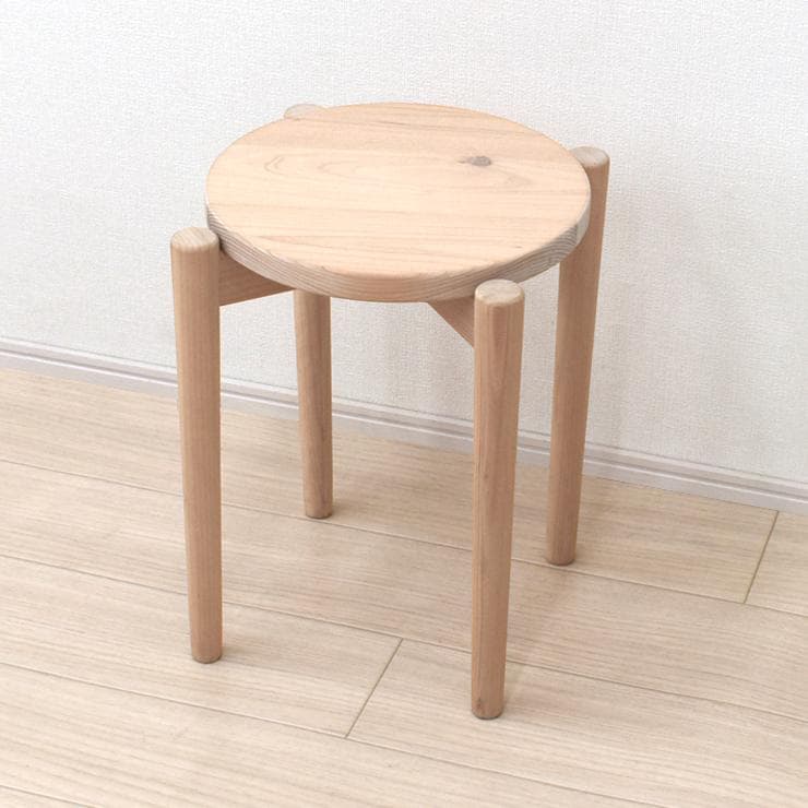 HPY ST HNK　スツール　ひのき国産　2脚（受注生産）　ホワイト