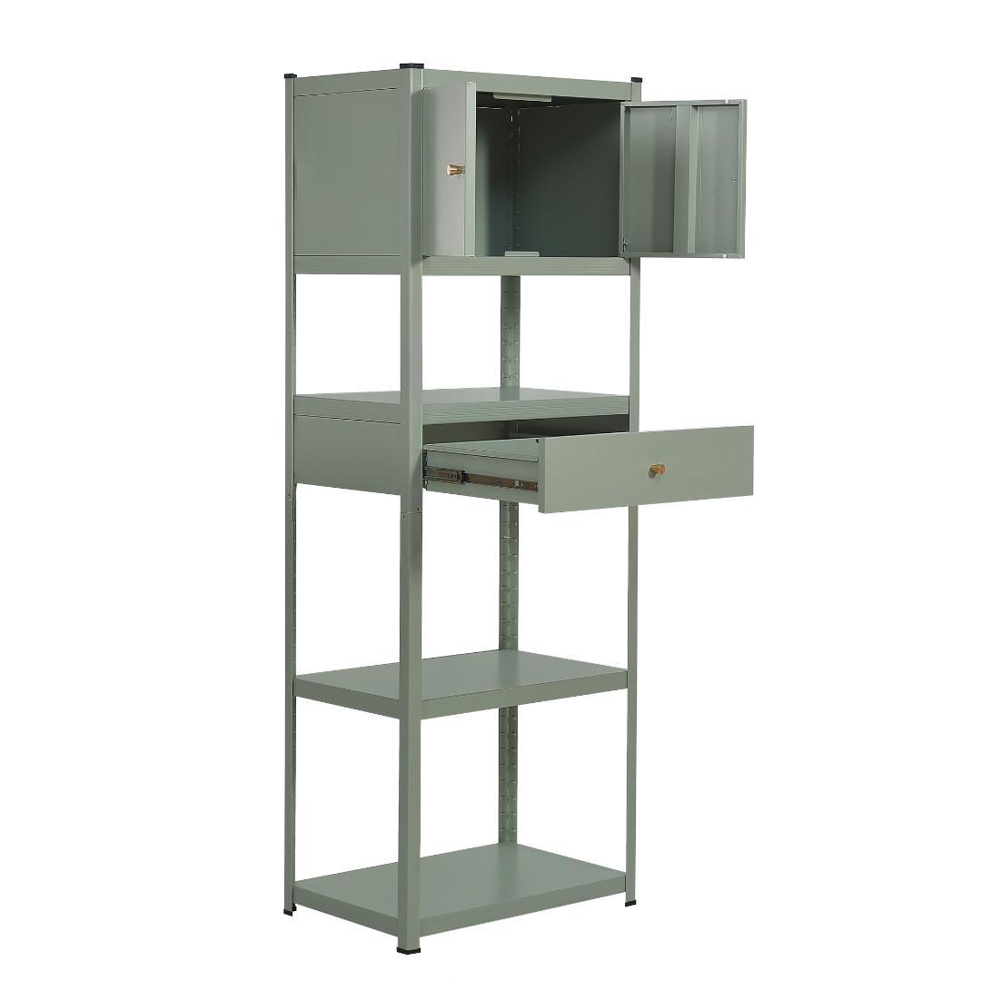 タイムセール！スチール製収納ラック【タイプC】　可動棚　大容量　GREEN