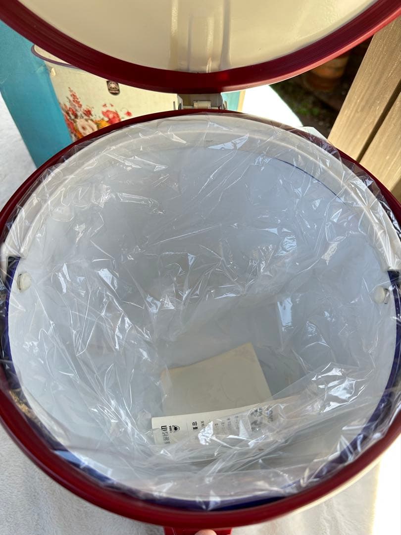 昭和レトロ　ゴミ箱　ペダル式　ママポット　山崎産業　当時物　新品　ホーロー容器