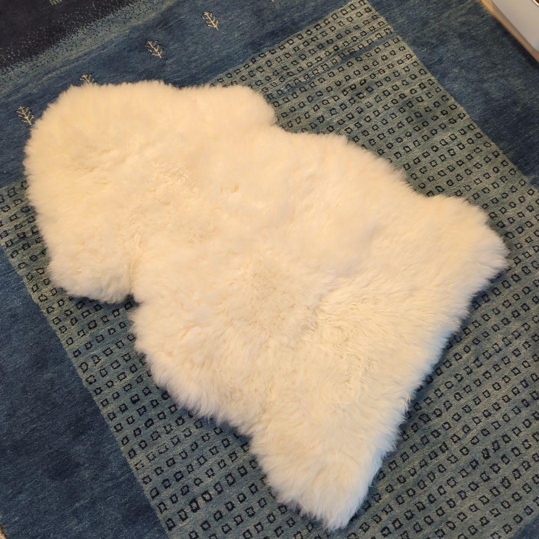 天然羊毛100% ホワイトシープスキンラグ 100×70cm ニュージーランド製