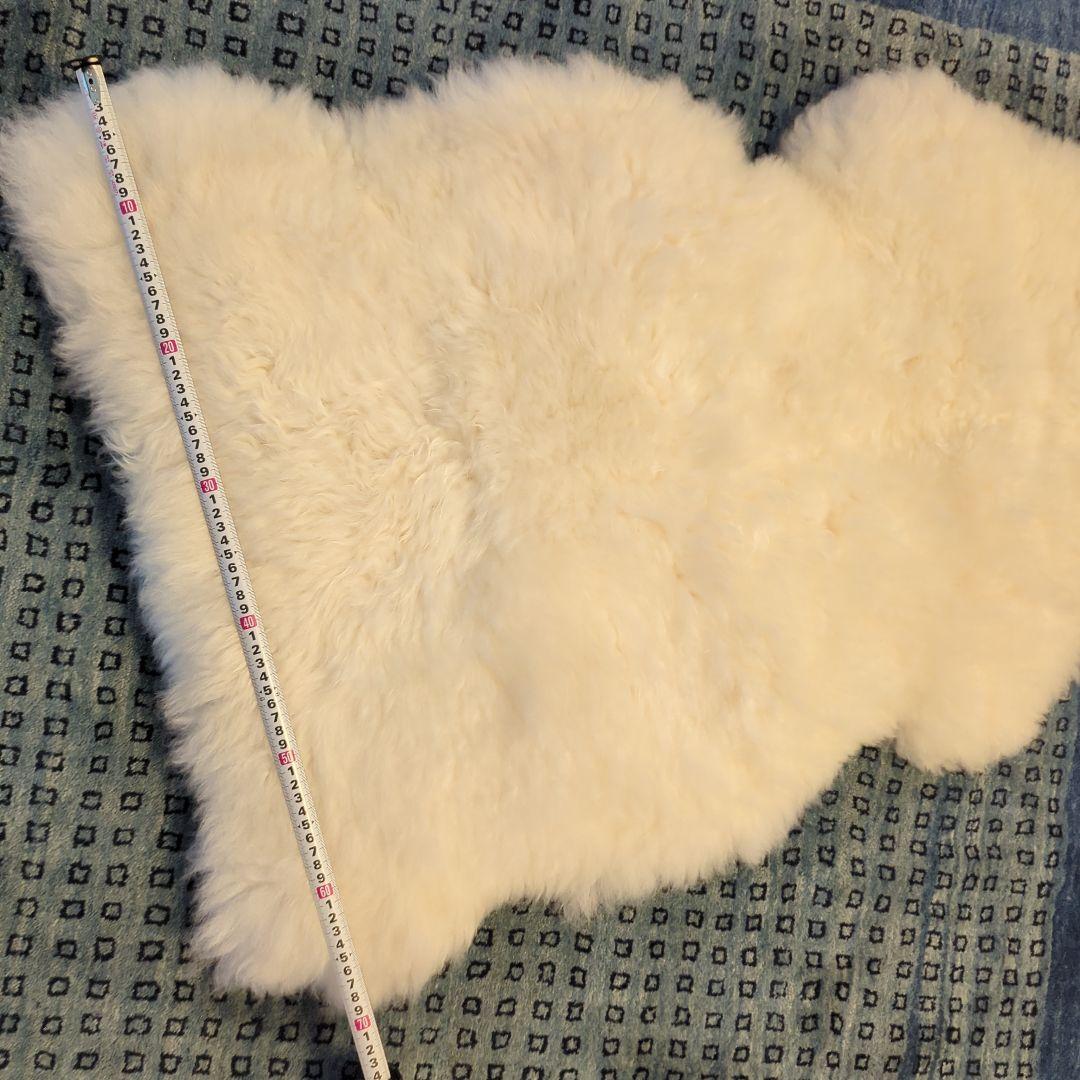 天然羊毛100% ホワイトシープスキンラグ 100×70cm ニュージーランド製