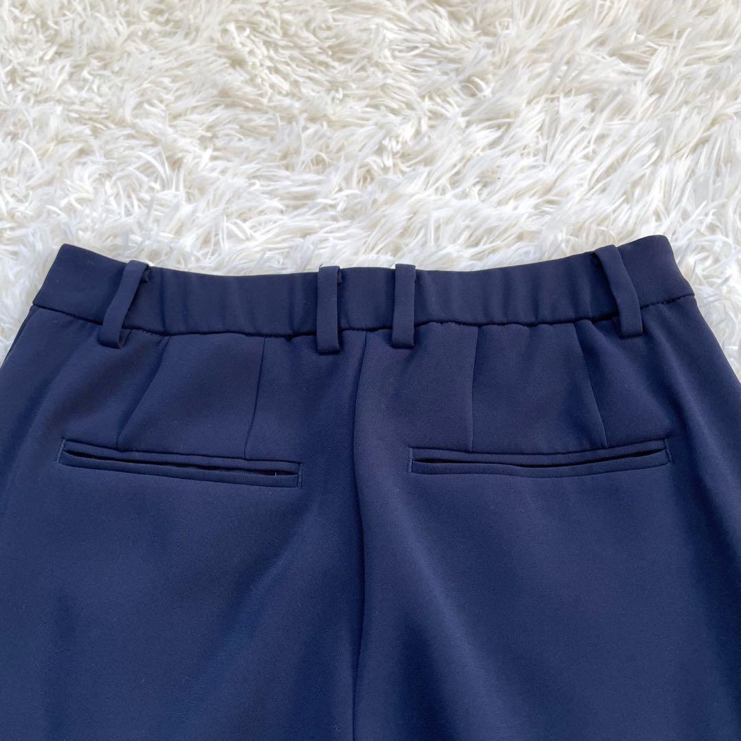 PLSTプラステ ネイビーノーカラージャケットパンツスーツセットアップ洗える