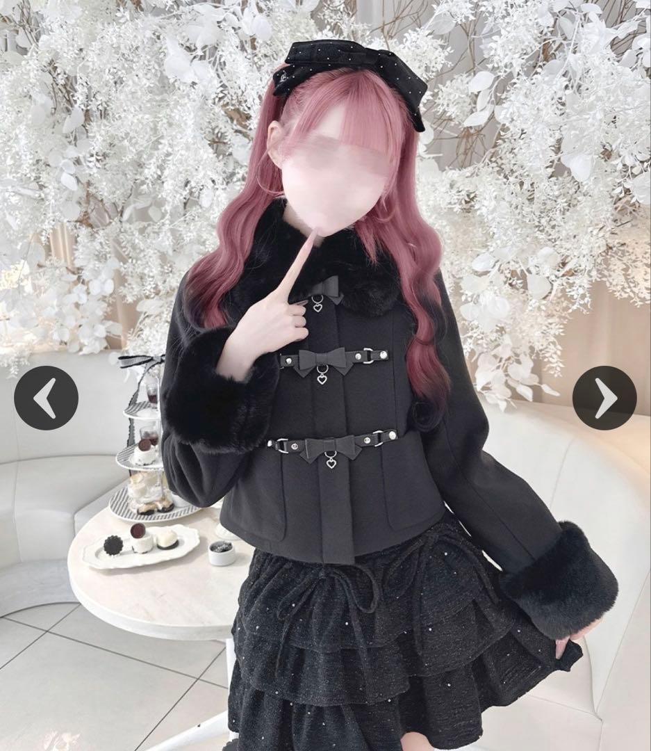 【新品タグ付き】ハニーミュウ ベルトリボンショートコート ブラック