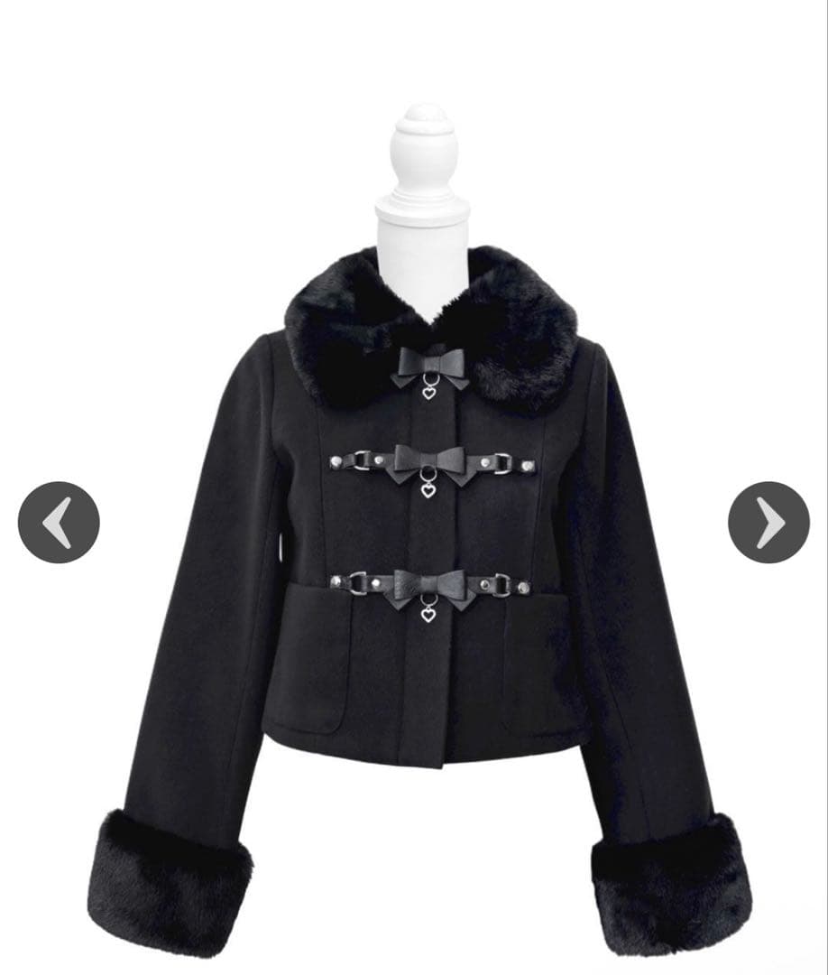 【新品タグ付き】ハニーミュウ ベルトリボンショートコート ブラック