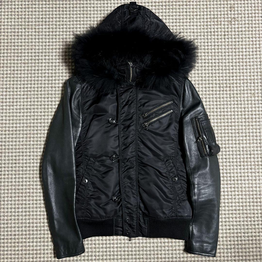 00s fuga レザー n2b ファー ジャケット archive opium