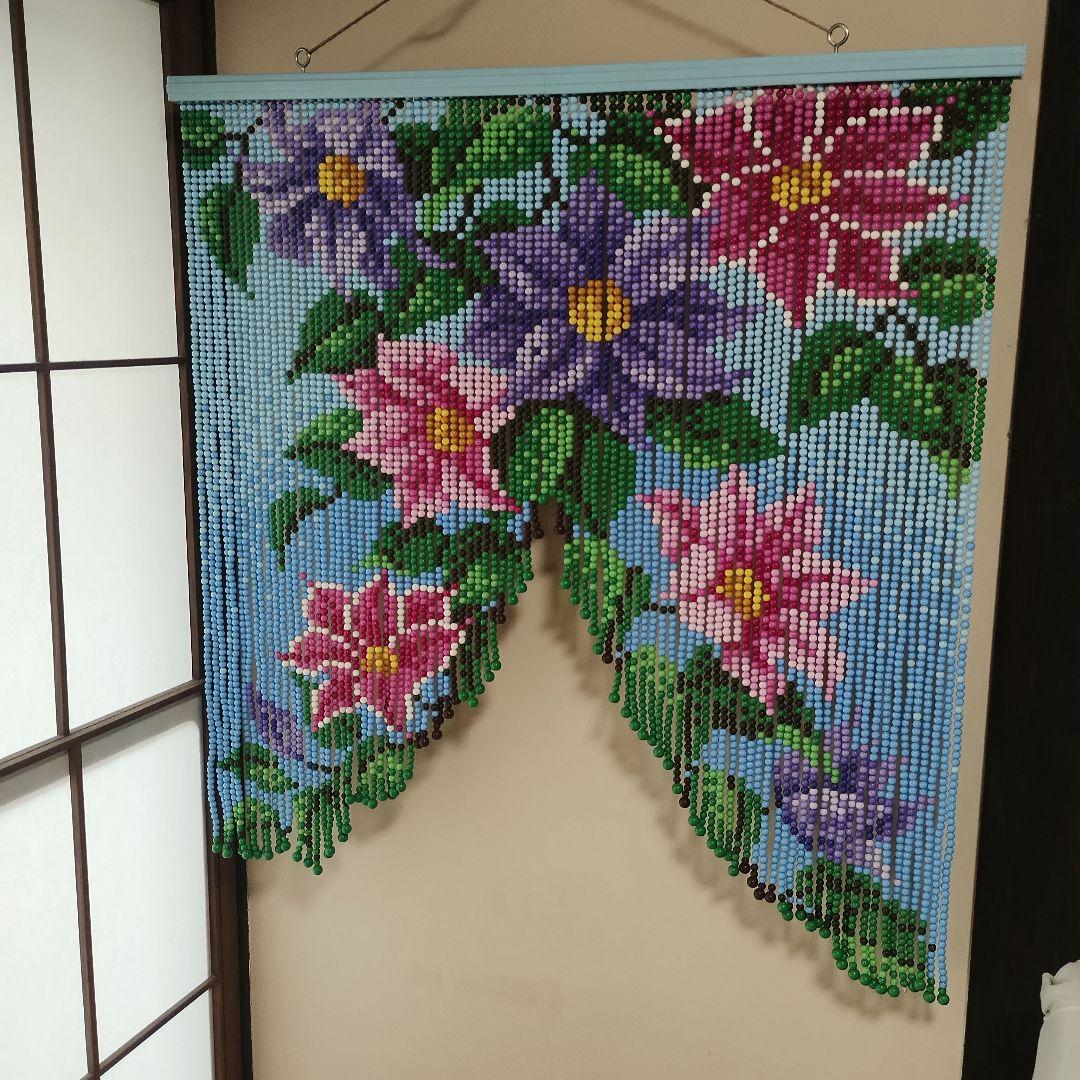 昭和レトロ 玉暖簾 ビーズのれん カーテン カフェ スキルスクリーン　花