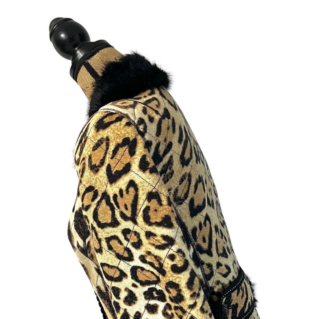 【美品】【7】伊太利屋 マスクラット レオパード ジャケット ビジュー