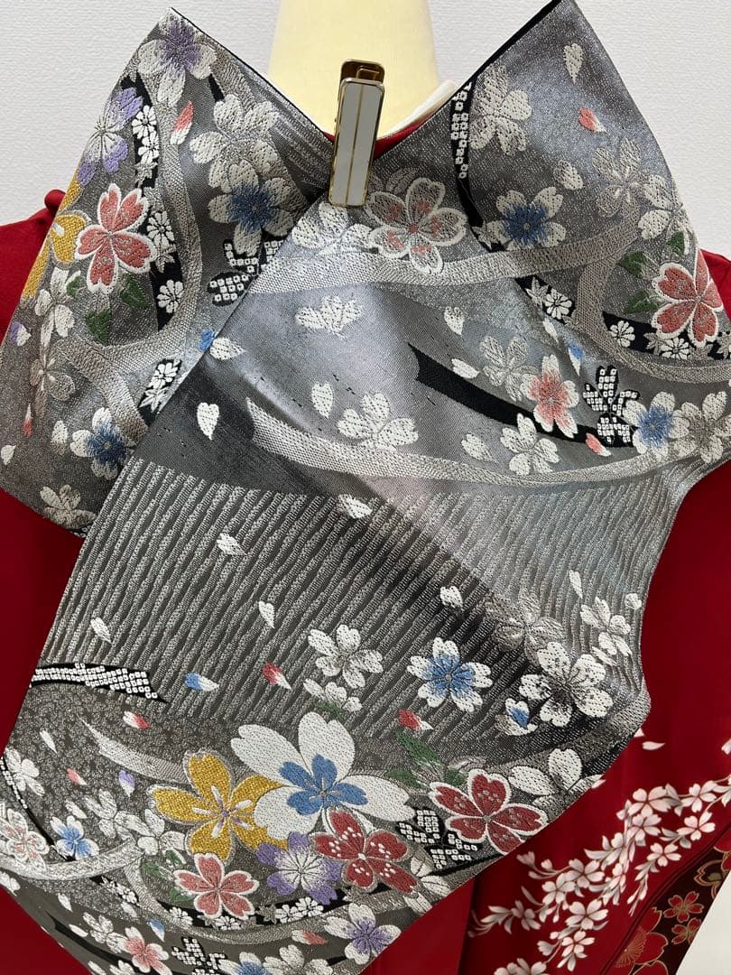 振り袖　フルセット　長襦袢　金彩加工　成人式　赤　桜　結婚式　ガード加工　765