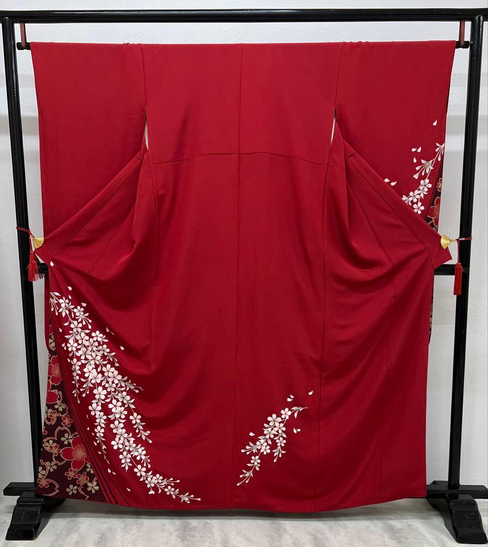 振り袖　フルセット　長襦袢　金彩加工　成人式　赤　桜　結婚式　ガード加工　765