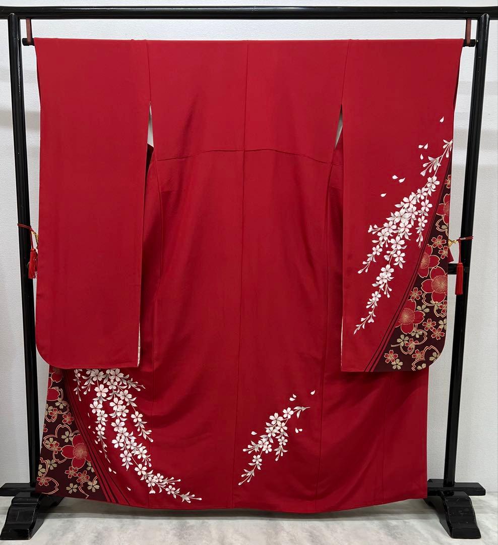 振り袖　フルセット　長襦袢　金彩加工　成人式　赤　桜　結婚式　ガード加工　765