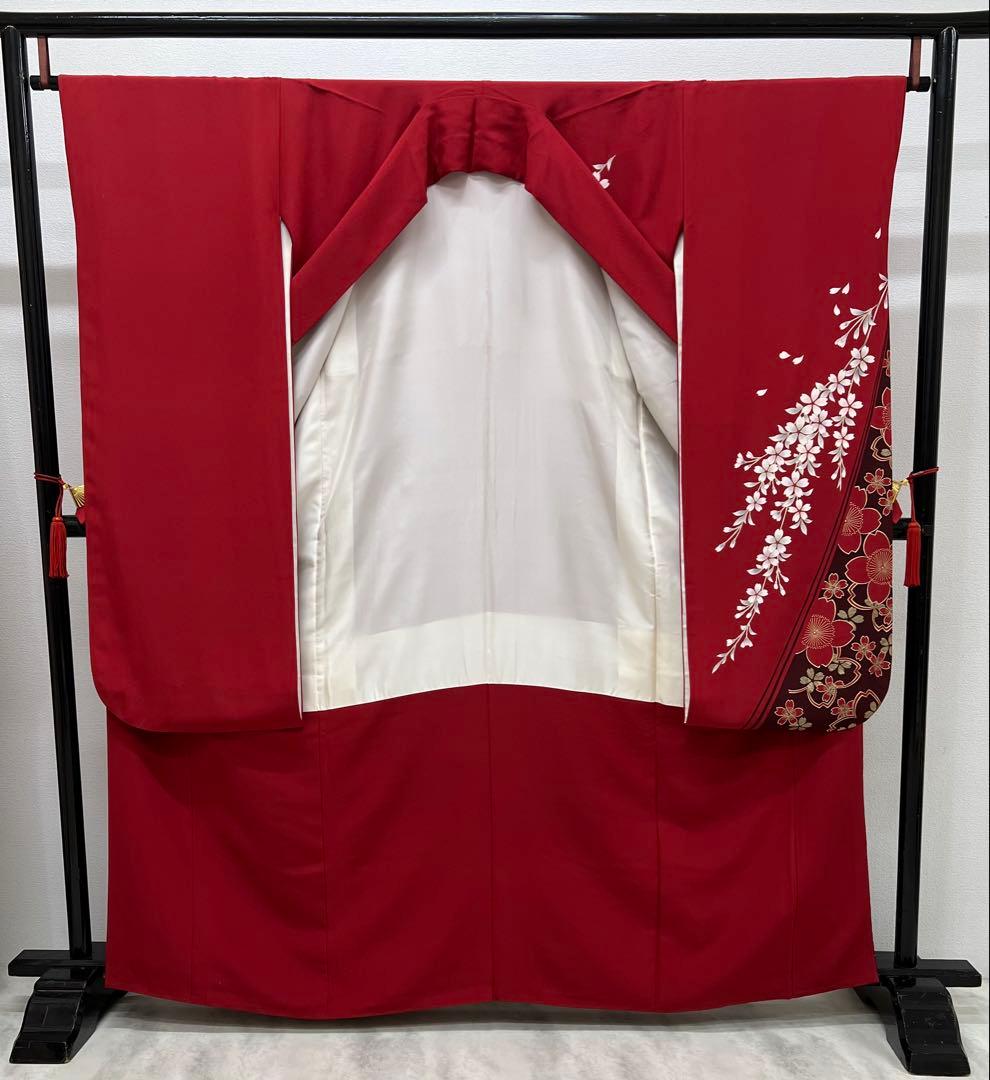 振り袖　フルセット　長襦袢　金彩加工　成人式　赤　桜　結婚式　ガード加工　765