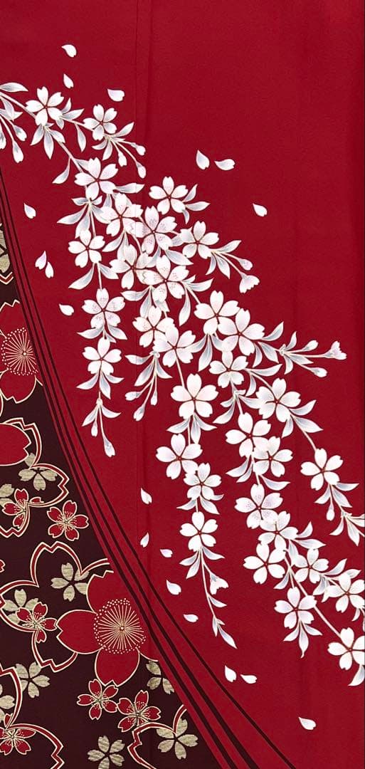 振り袖　フルセット　長襦袢　金彩加工　成人式　赤　桜　結婚式　ガード加工　765