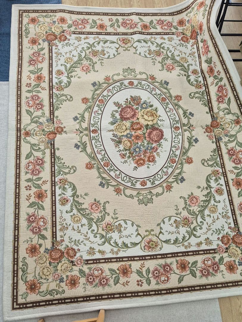 [値下]アンティークフラワー ジャカード ラグ 230×170cm／高密度織り