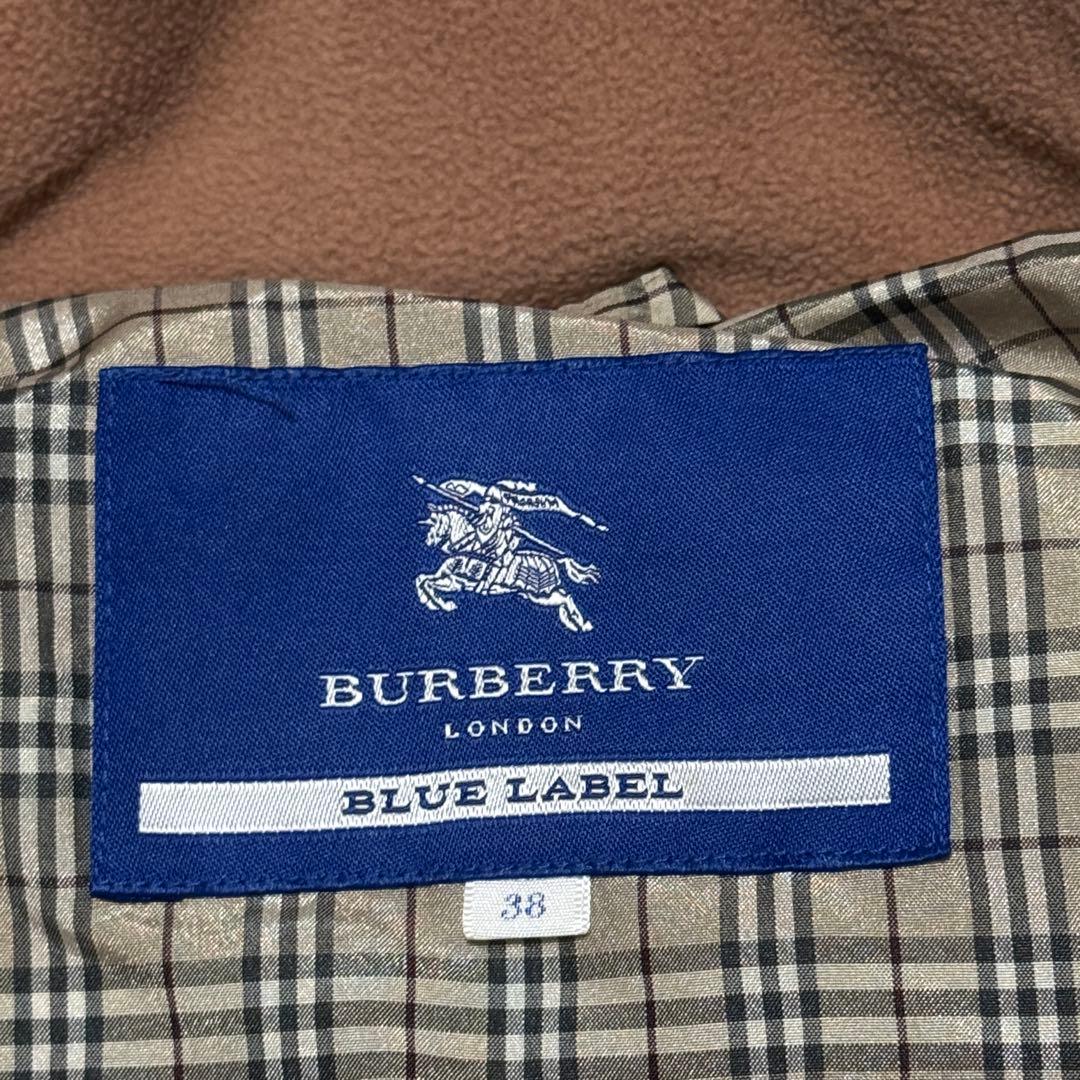 美品 バーバリー ブルーレーベル ラクーンファー ダウンコート フェザー 38