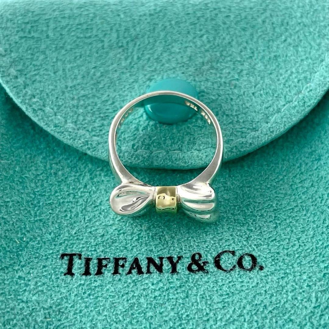ティファニー 8号 ボウ リボン コンビ リング 925 750 WS5fe