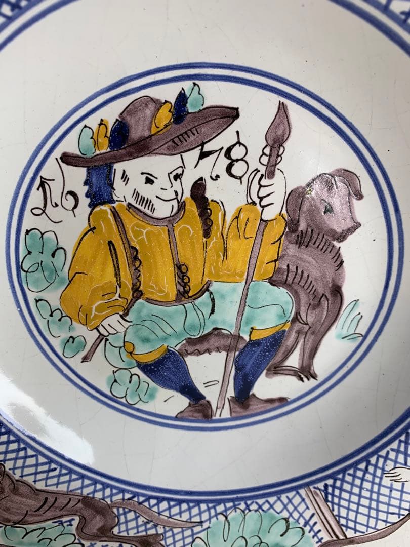 アンティーク/イングリッシュデルフトの31cm大皿