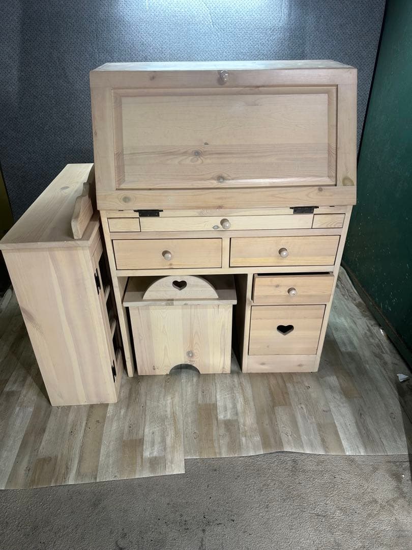 木製デスク 収納ボックス付き