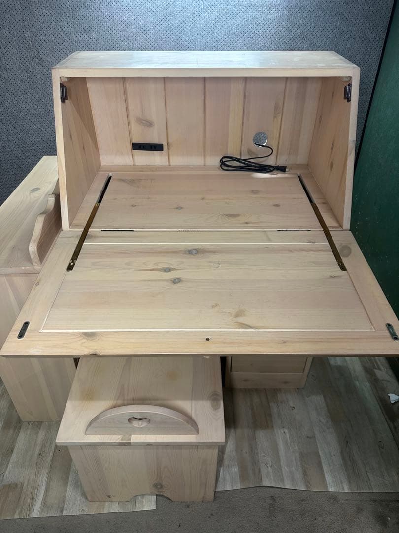 木製デスク 収納ボックス付き