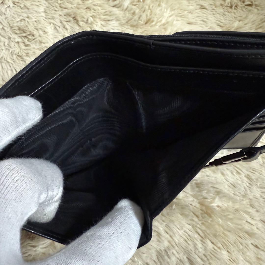 ✨美品✨グッチ　ジャッキー　折りたたみ　財布　キャンバス　レザー　ブラック