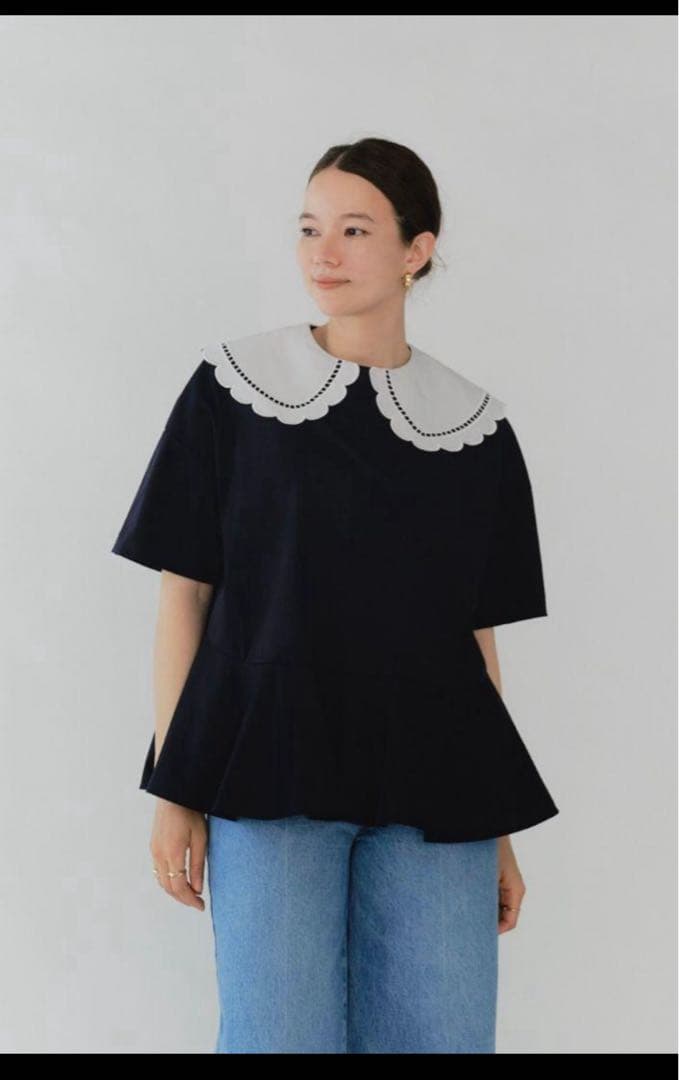 新品　yori スカラップヘムフレアトリコットカットソー