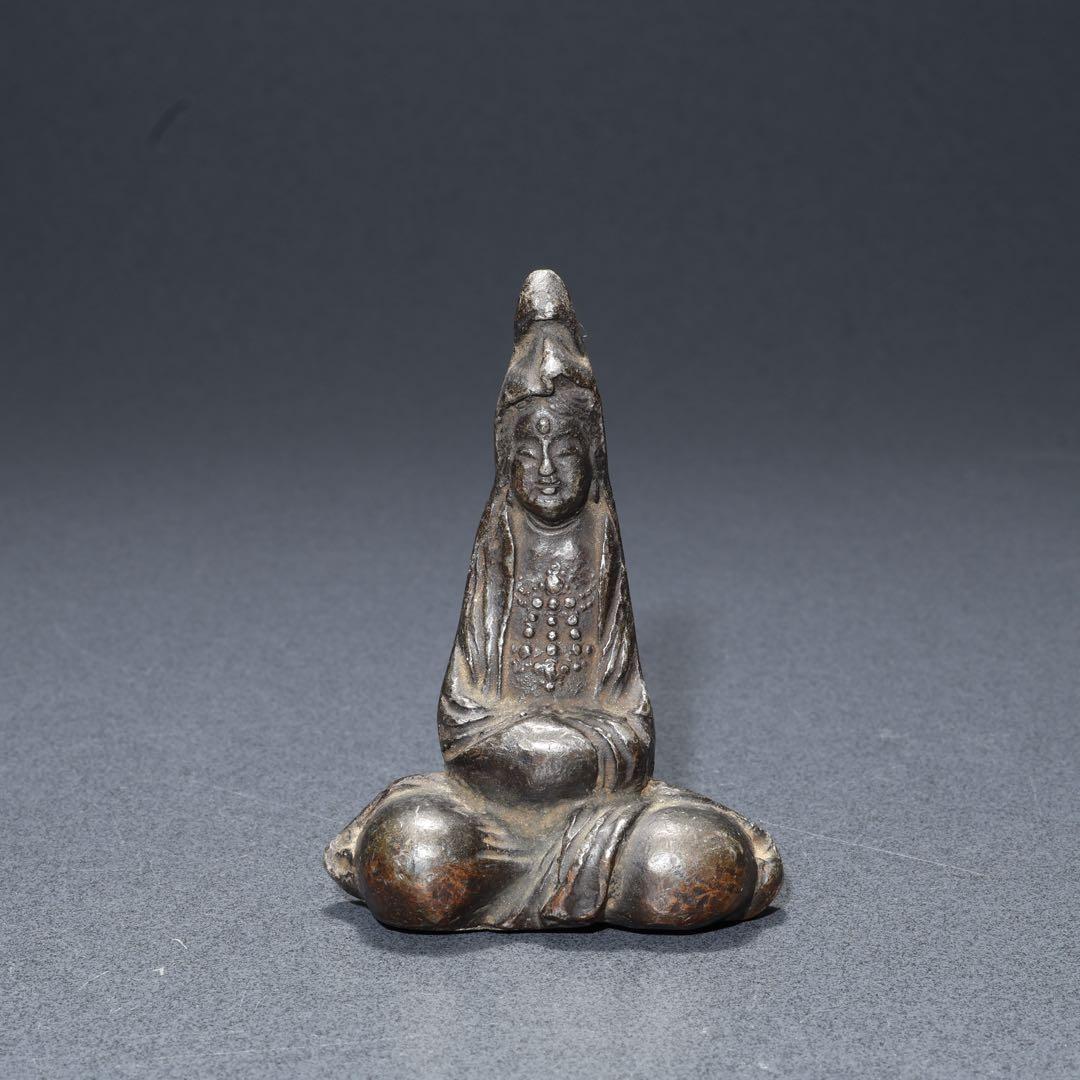 観音坐像　仏像　金属　骨董　R1679