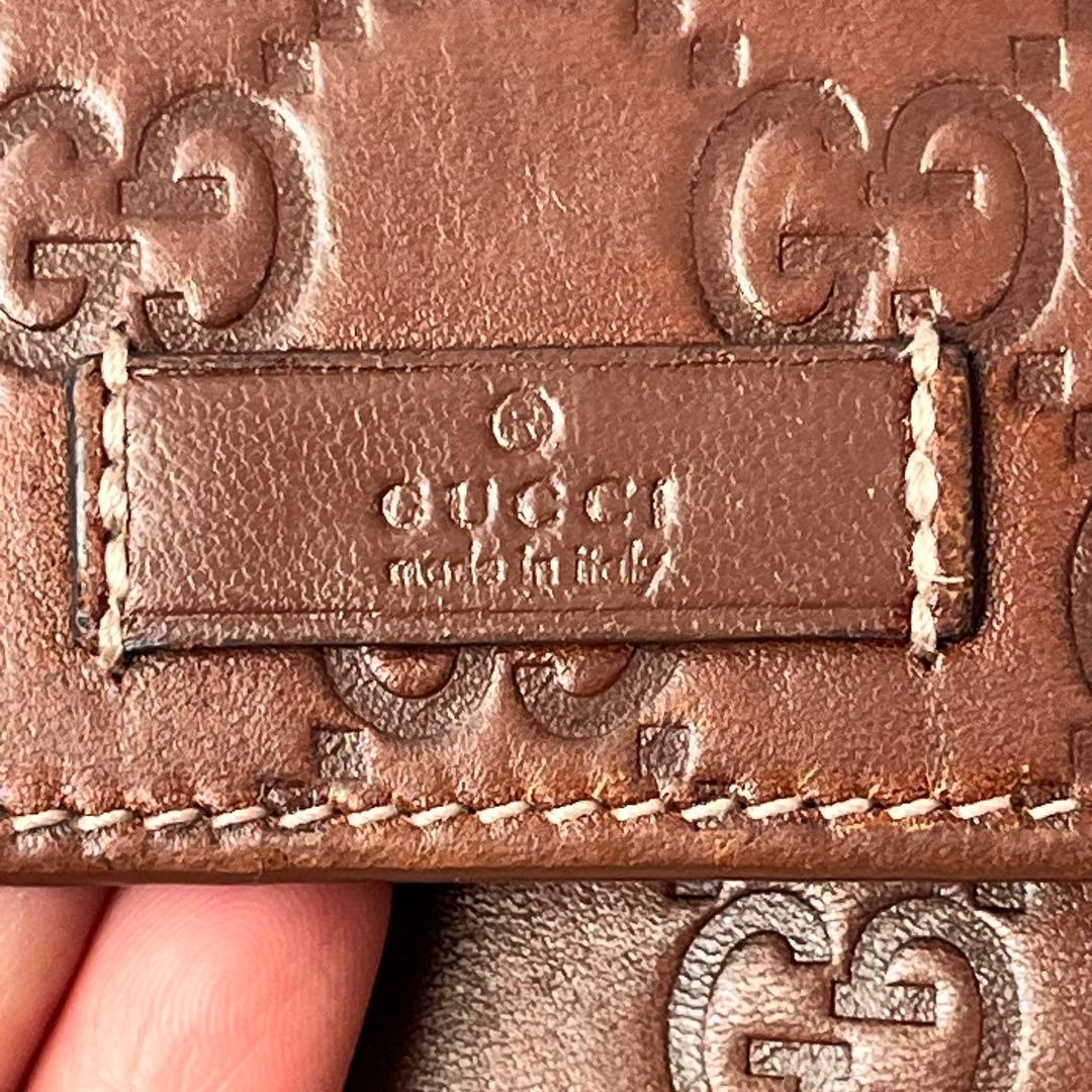 グッチ　シマ　長財布　ブラウン　メンズ　札入れ　小銭入れ