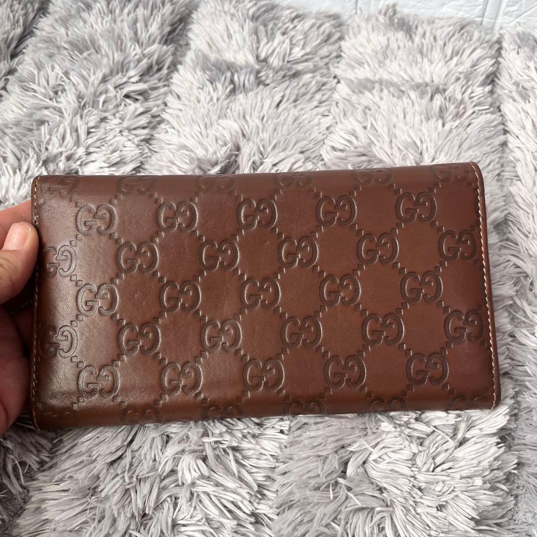 グッチ　シマ　長財布　ブラウン　メンズ　札入れ　小銭入れ