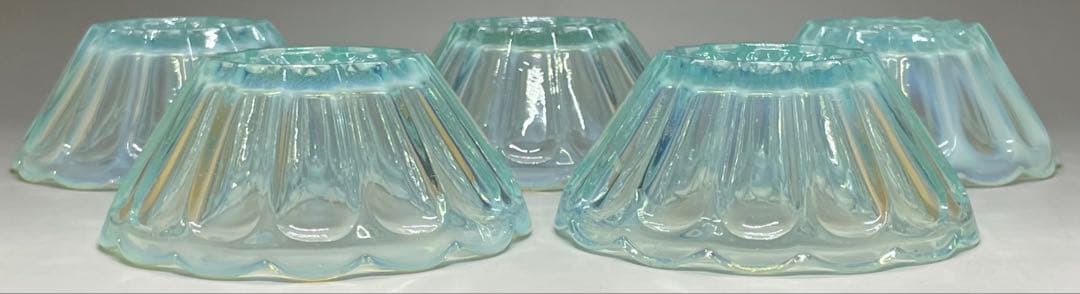 ウランガラス　氷コップ　アイス皿　かき氷　5客　　　　　v429