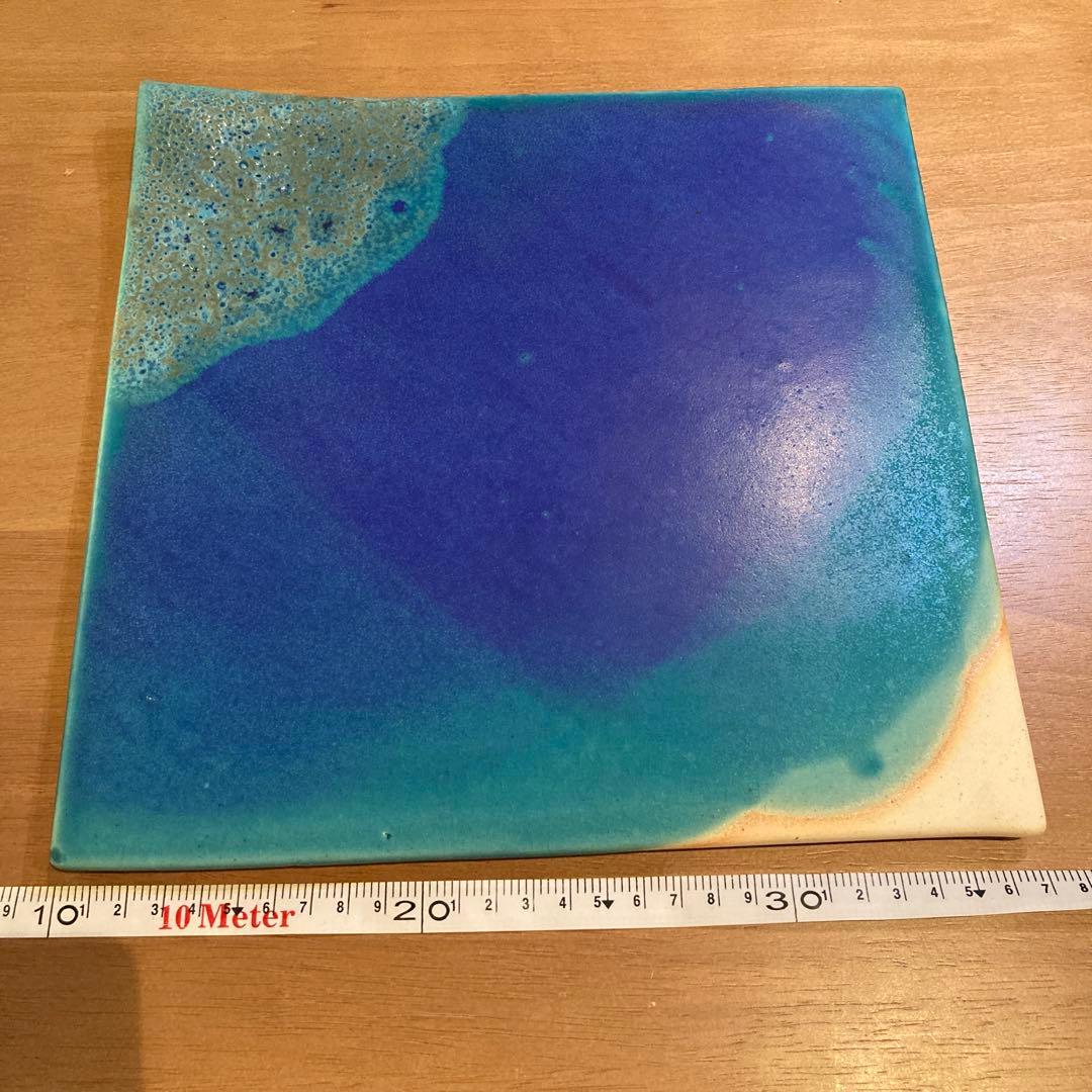 【新品未使用】うるま陶器 やむちん 沖縄 青い器 うるまいろ　大皿