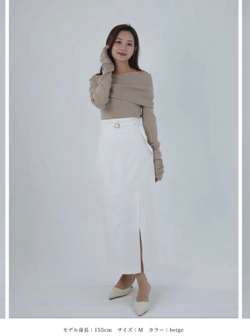 【新品】polaura ボリュームオフショルダーラメニット　beige タグ付き