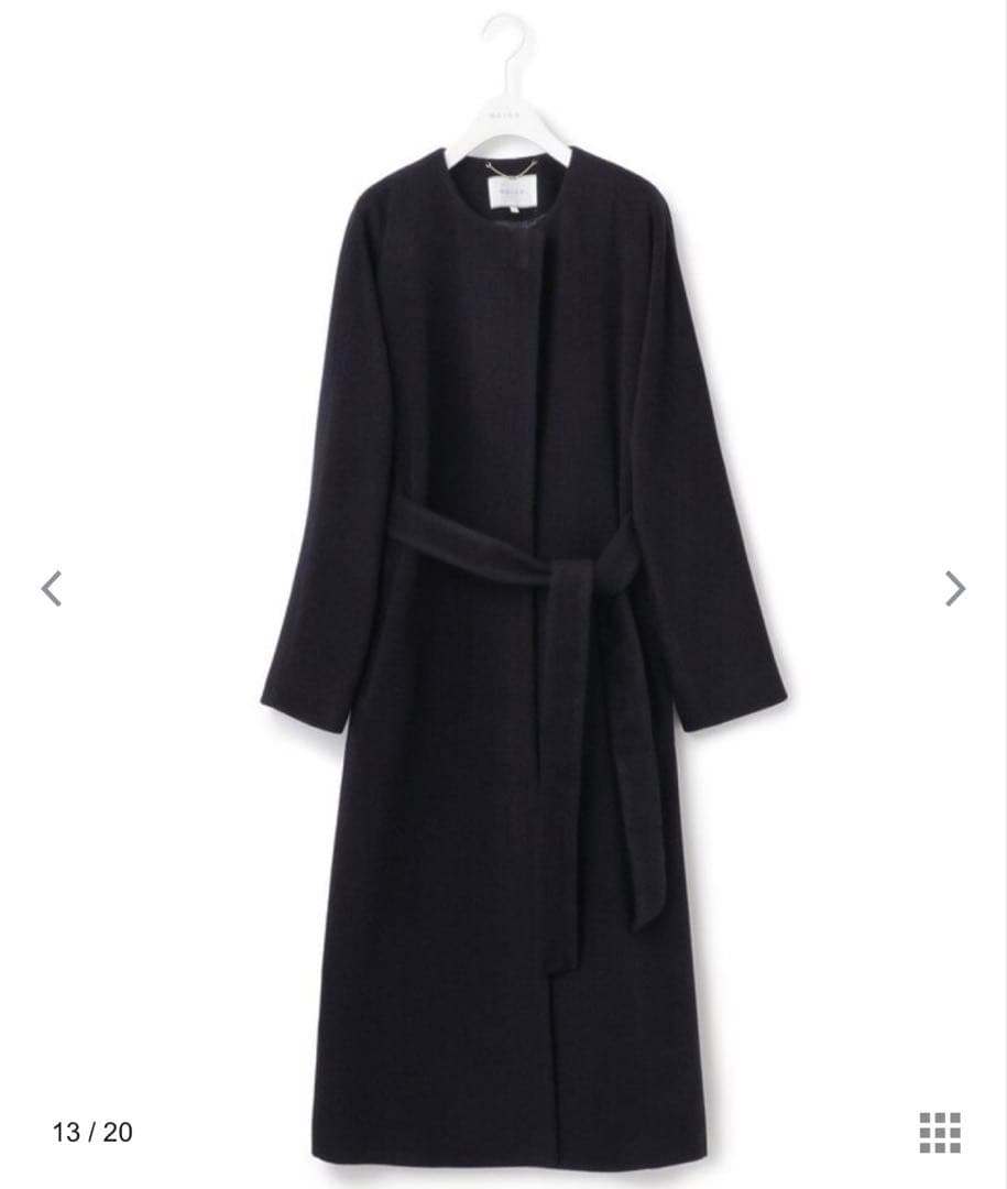 BEIGE, ノーカラーロングコート ネイビー