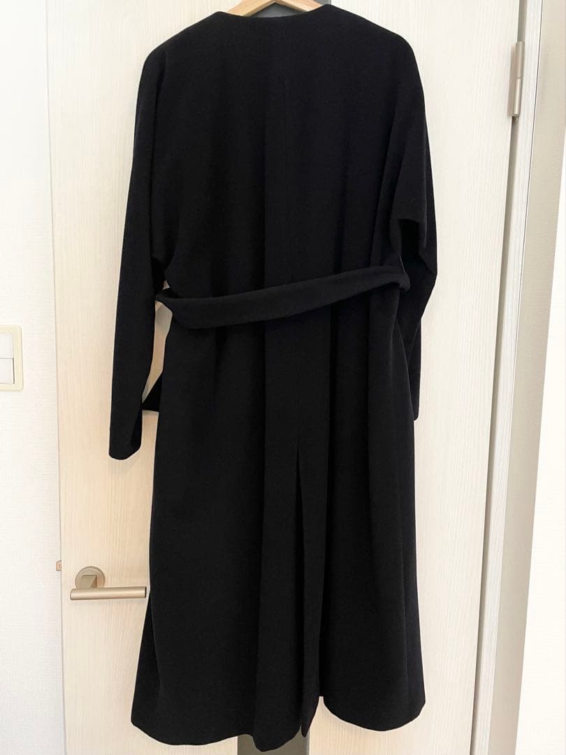 BEIGE, ノーカラーロングコート ネイビー