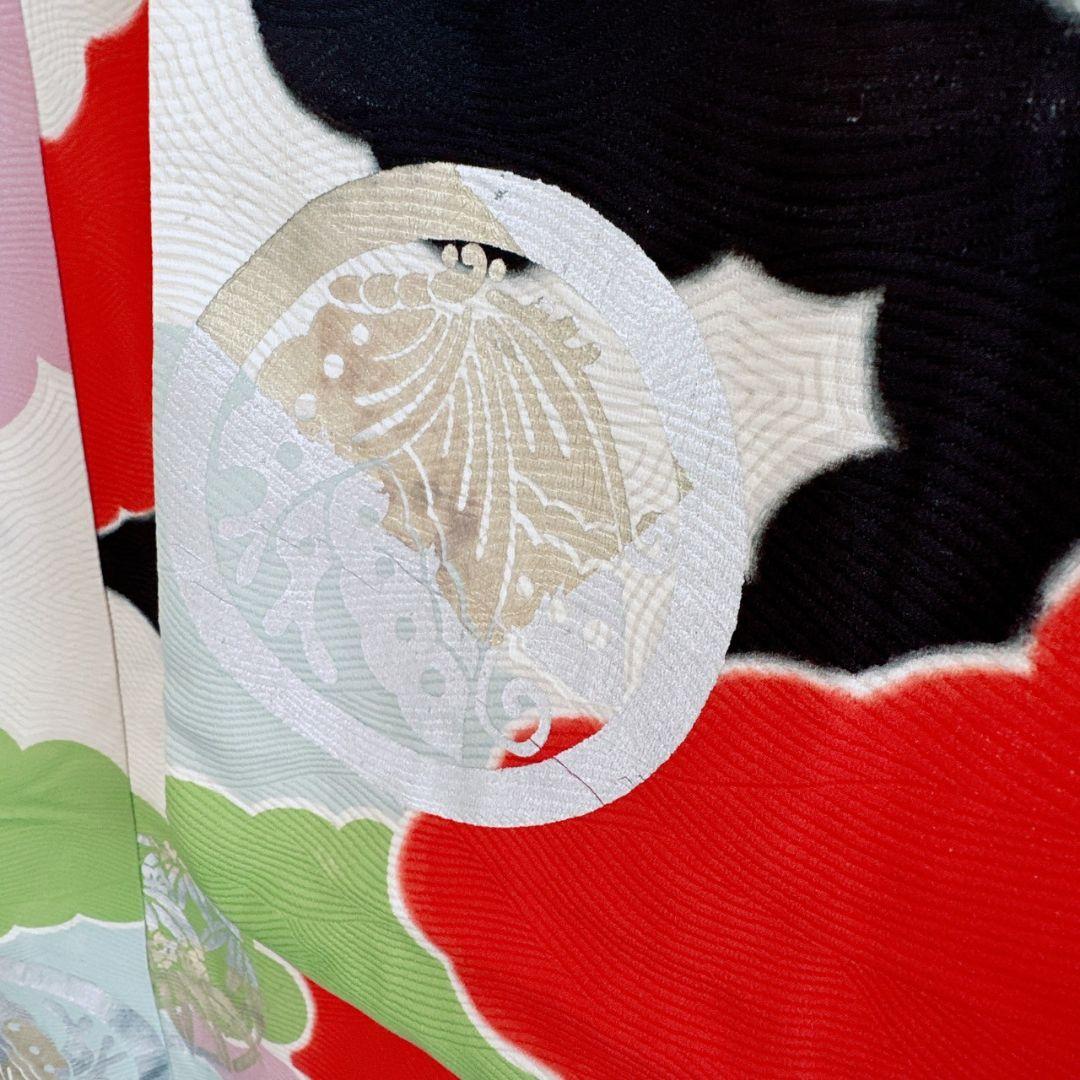 ぽっくりセット　昭和レトロ　七五三　７歳女の子　簡単半衿　黒丸帯　小物7082