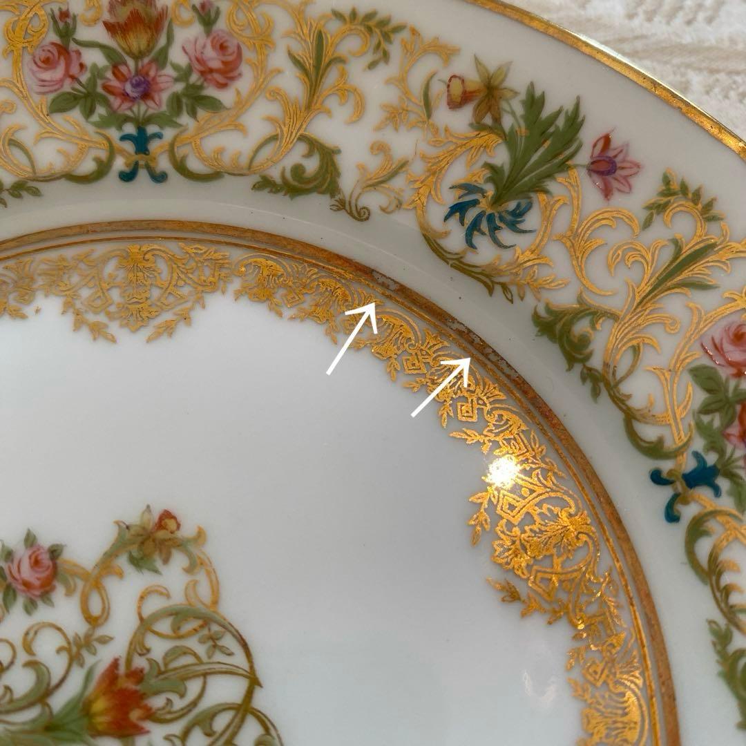 【アレンフェルト／リモージュ】花と金彩 手描き／パン皿 ティープレート ５枚