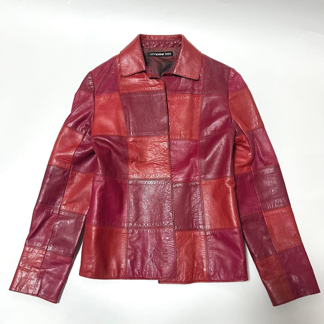 VIVIANTAM ビビアンタム　羊革　パッチワークレザージャケット　赤サイズ0