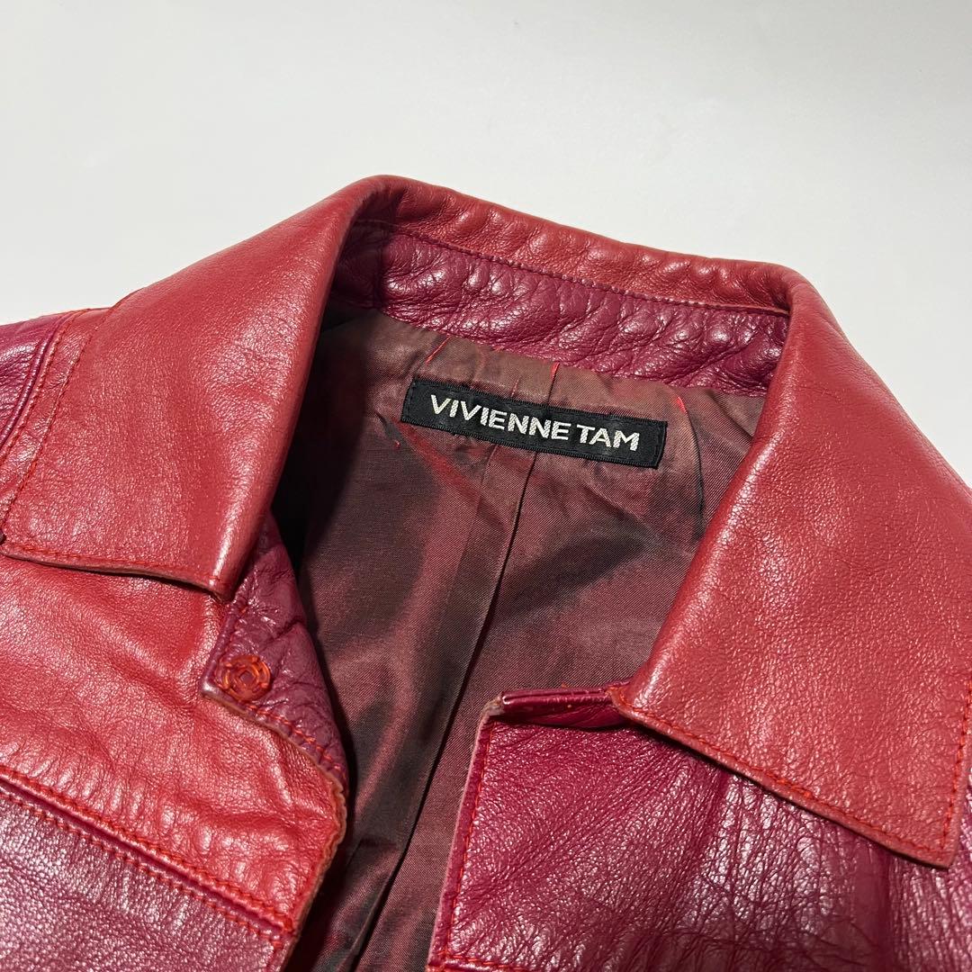 VIVIANTAM ビビアンタム　羊革　パッチワークレザージャケット　赤サイズ0