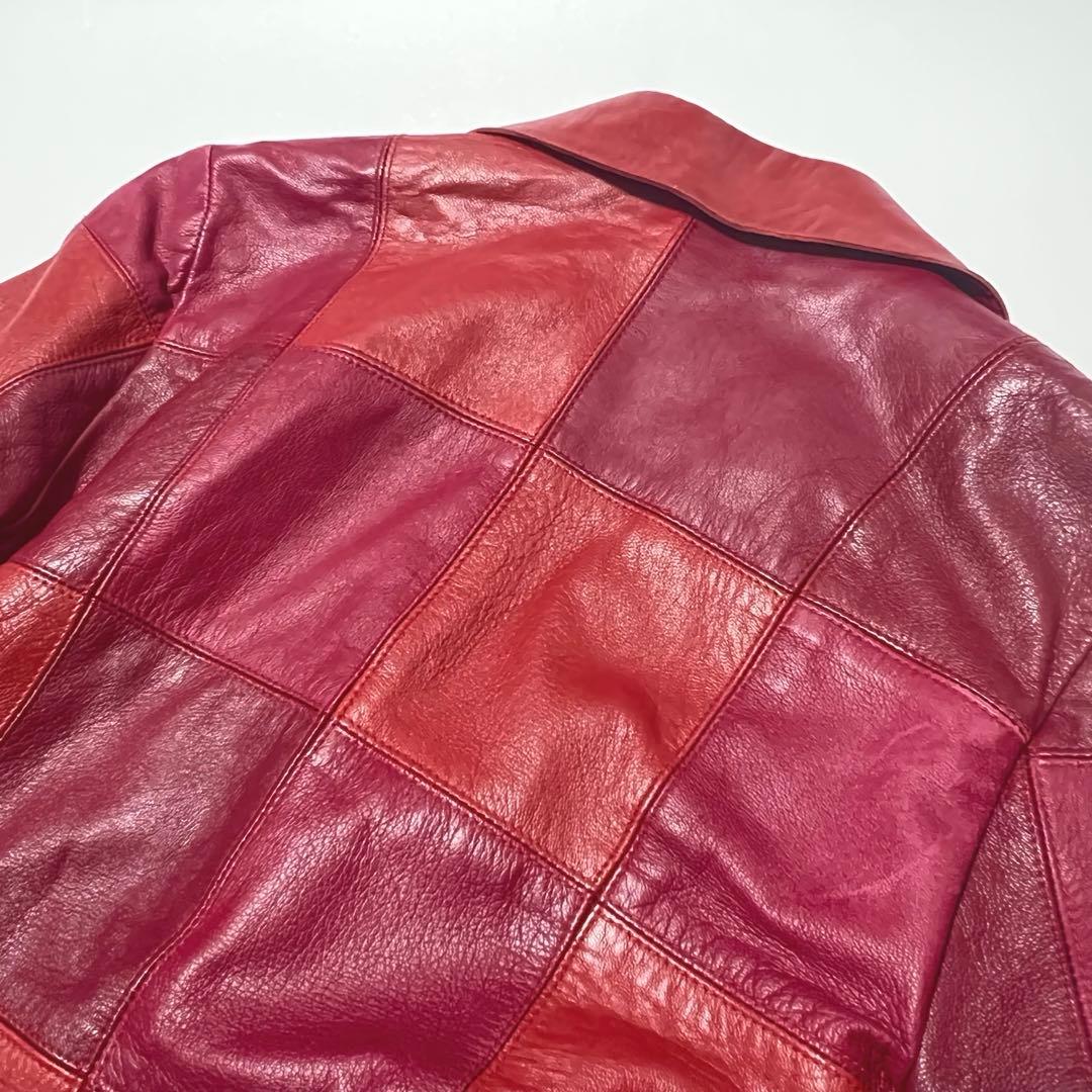 VIVIANTAM ビビアンタム　羊革　パッチワークレザージャケット　赤サイズ0