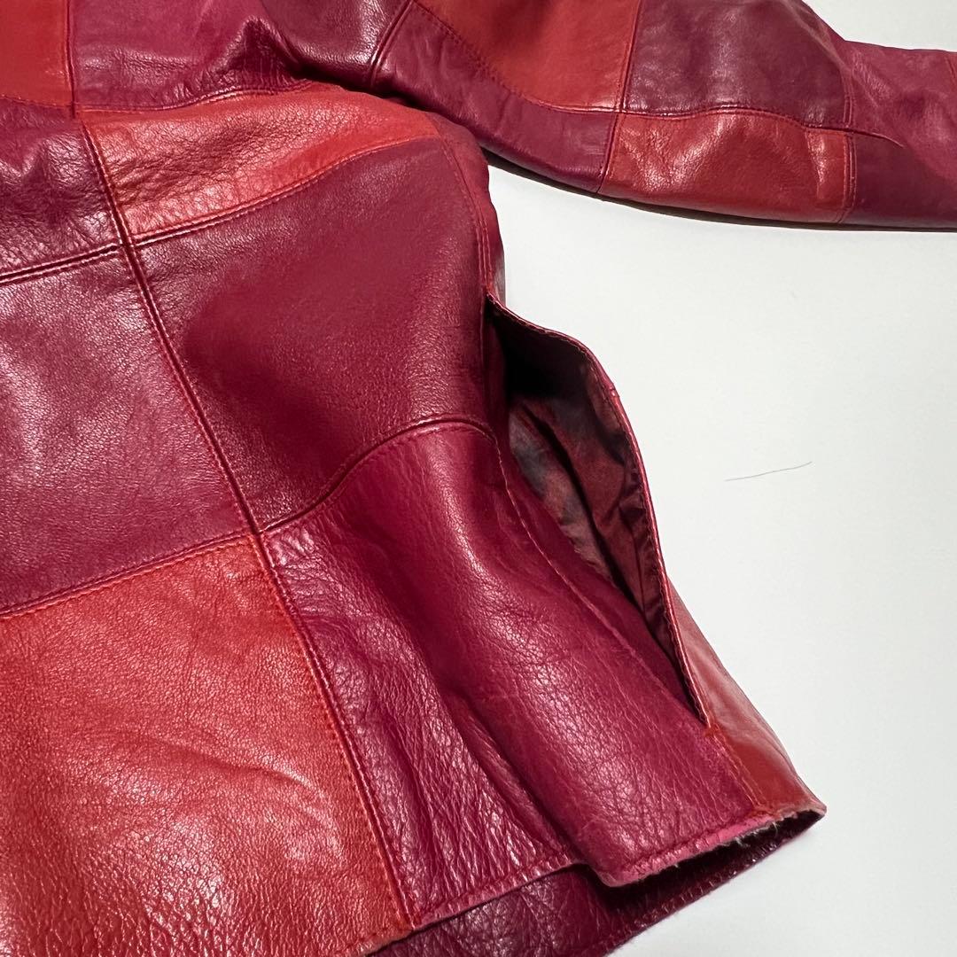 VIVIANTAM ビビアンタム　羊革　パッチワークレザージャケット　赤サイズ0