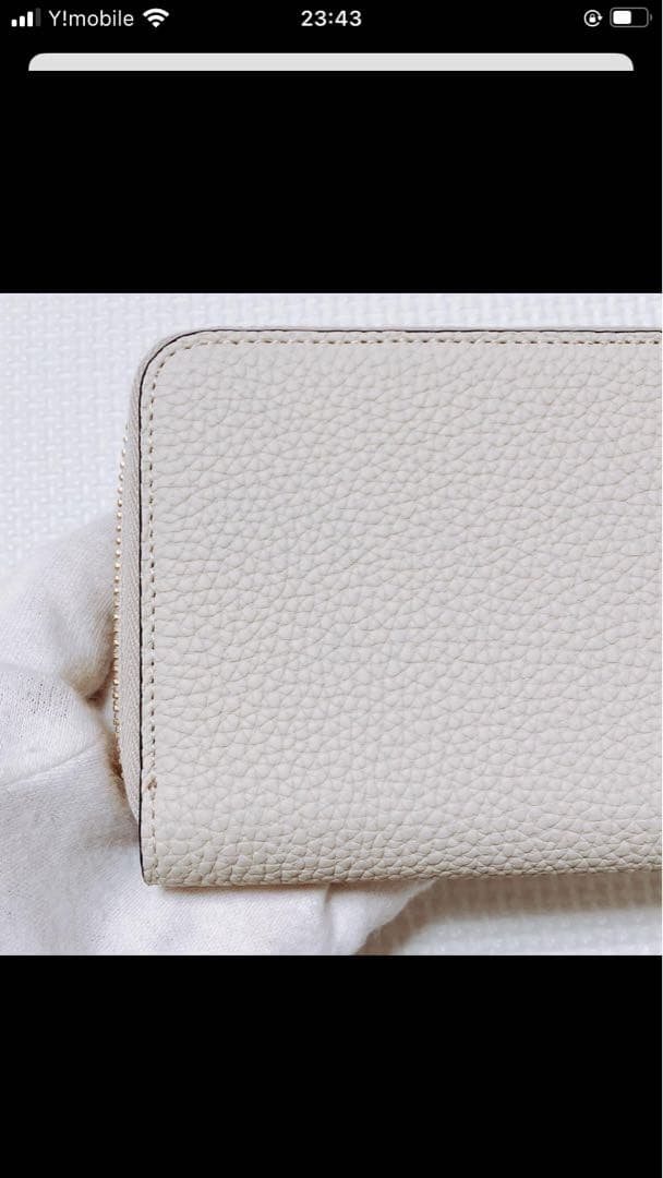 未使用BONAVENTURAジップウォレット　シュリンクレザー折り財布　ホワイト