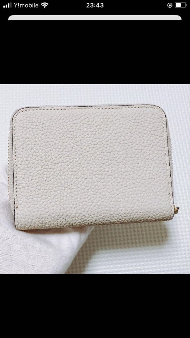 未使用BONAVENTURAジップウォレット　シュリンクレザー折り財布　ホワイト