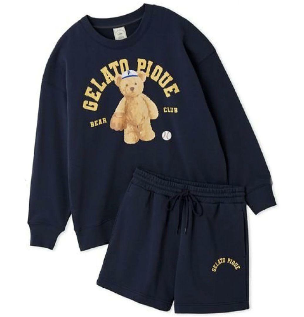 スポーティーベア裏毛プルオーバー＆裏毛ショートパンツセット ジェラートピケ
