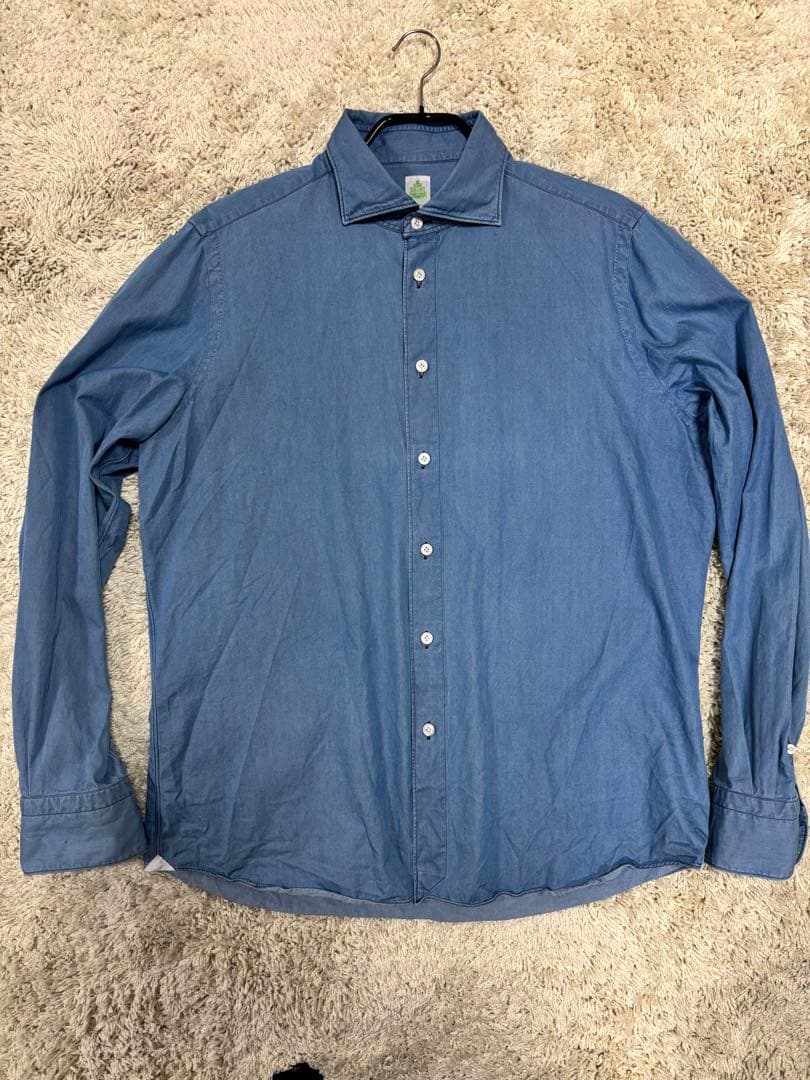 Finamore デニムシャツ/SIMONE(シモーネ) ユーズドブルー　XL