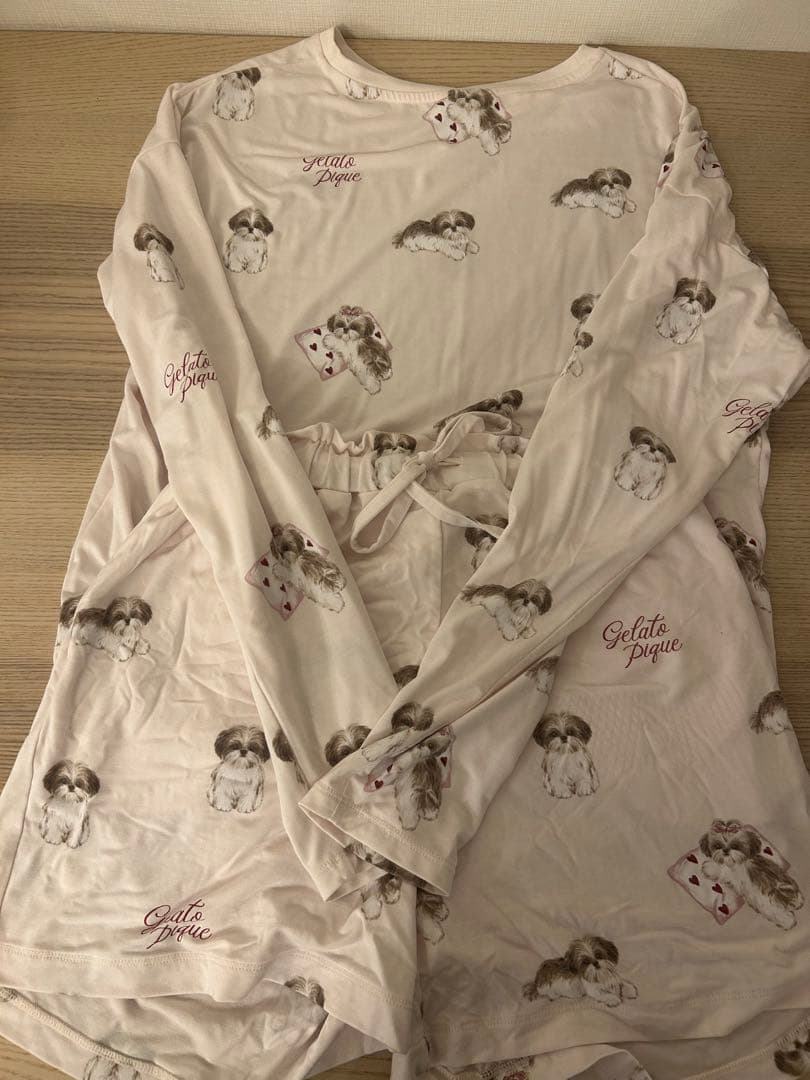 ジェラートピケ　Pinkシーズー柄ロンT & パンツ