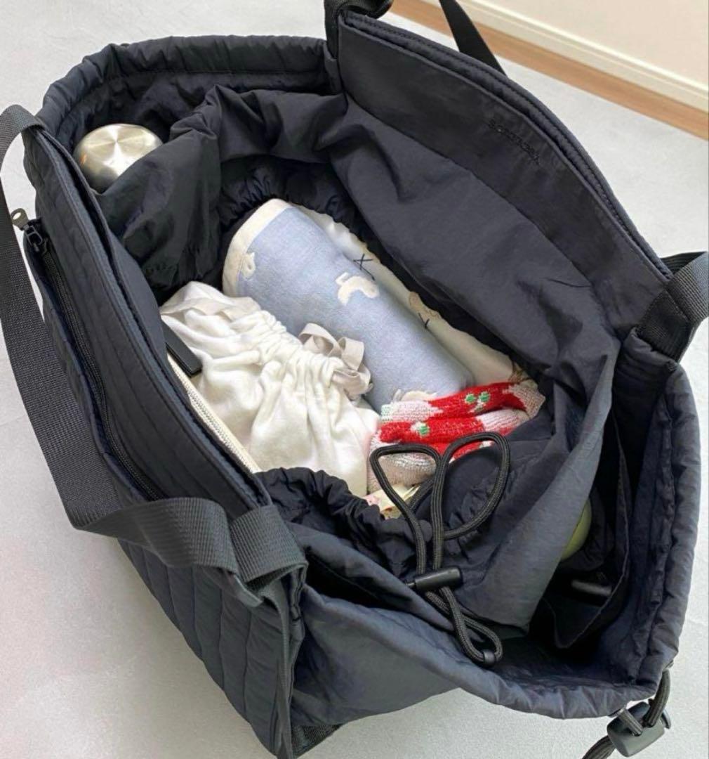 【セール中金曜まで美品！】黒SOLPRESA キルティングトートマザーズバッグM