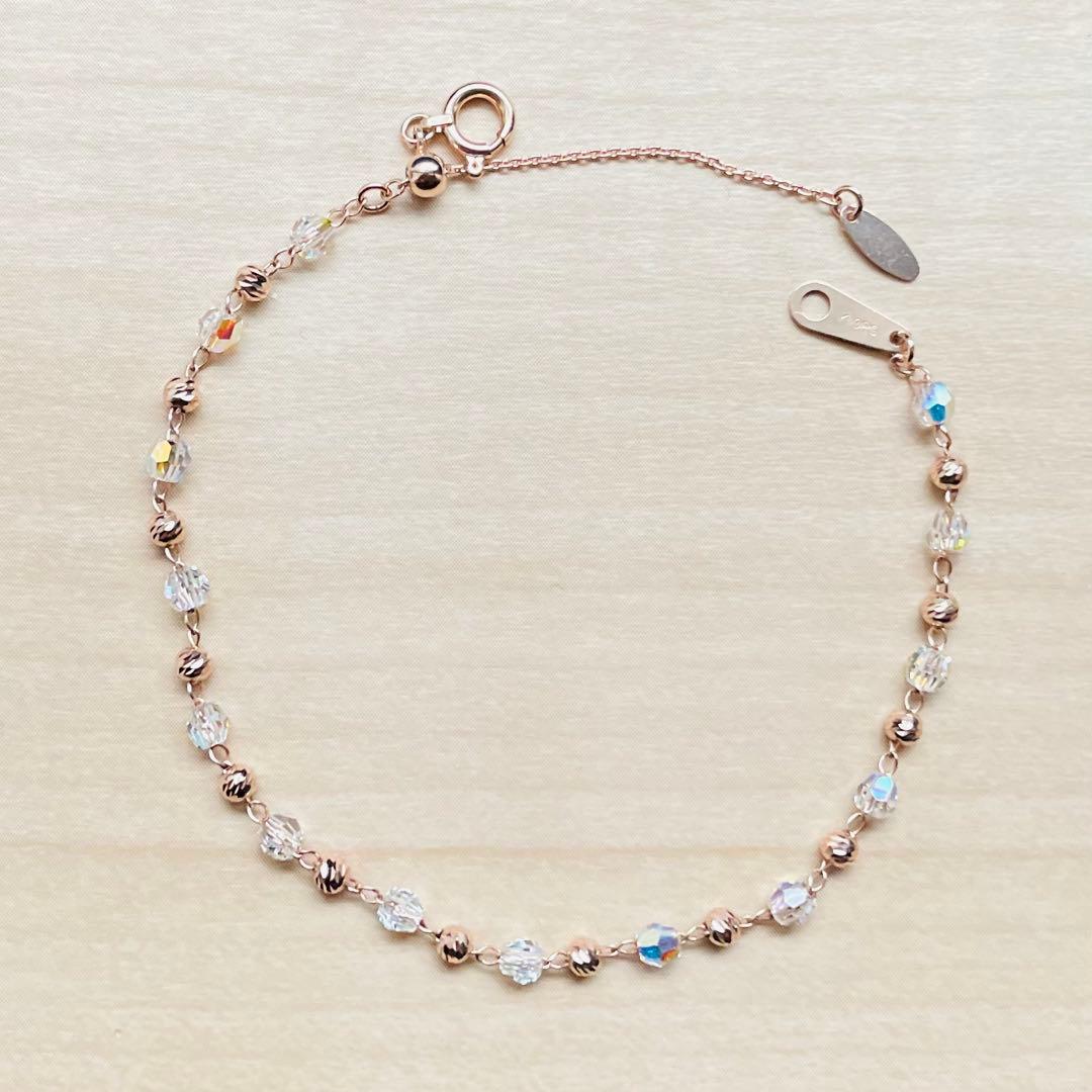 BLOOM ブレスレット　K10 ピンクゴールド　スワロフスキー