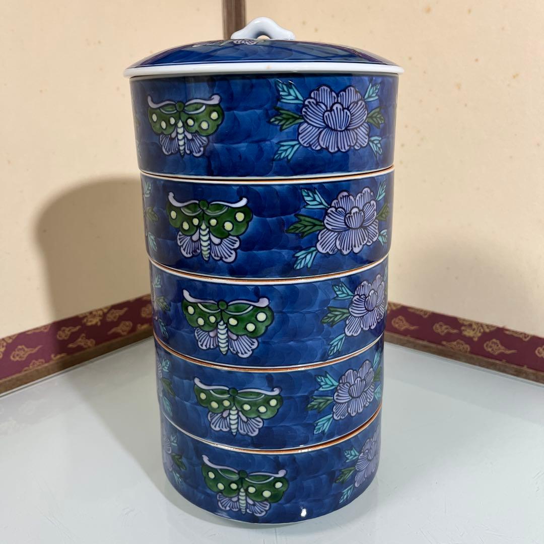 源右衛門　染錦花蝶紋　五段重（G）