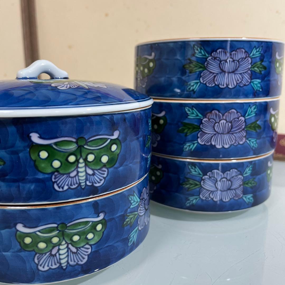 源右衛門　染錦花蝶紋　五段重（G）