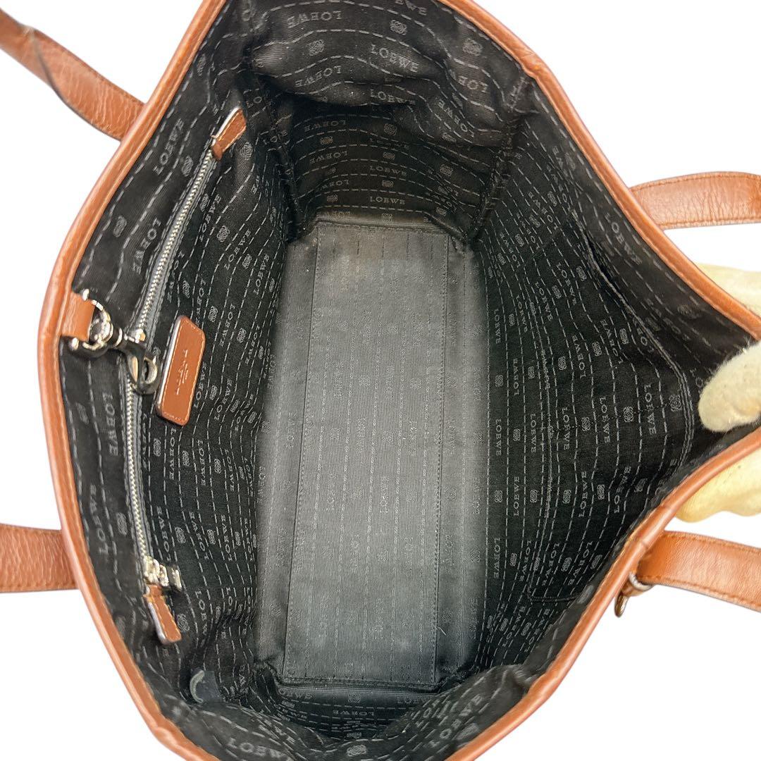定番✨ロエベ ヘリテージ ロゴドン 肩掛け トートバッグ レザー ブラウン