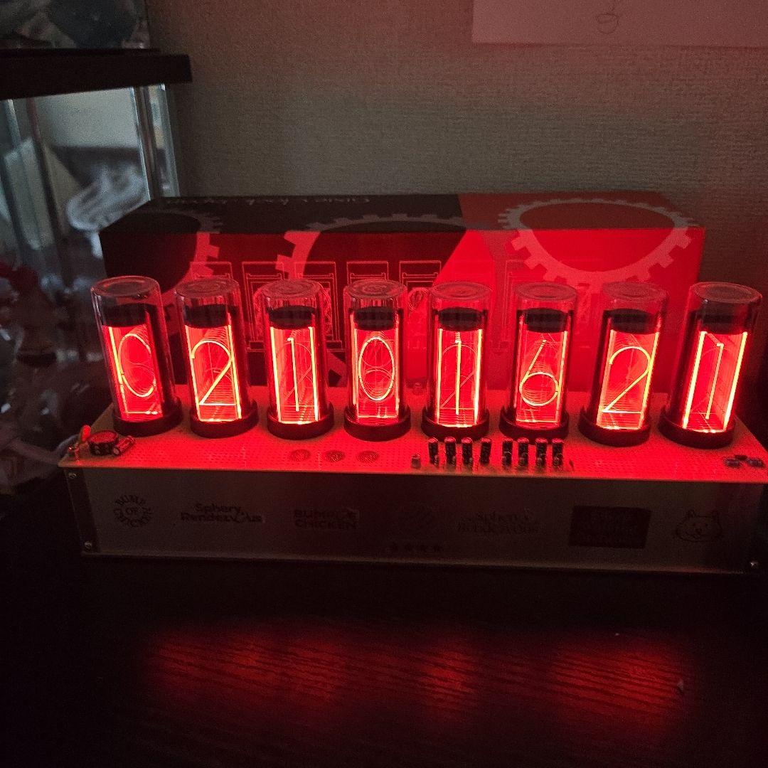 ギクシークロック　8 JAPAN　元祖ニキシー管デジタル時計　カレンダー　秒針