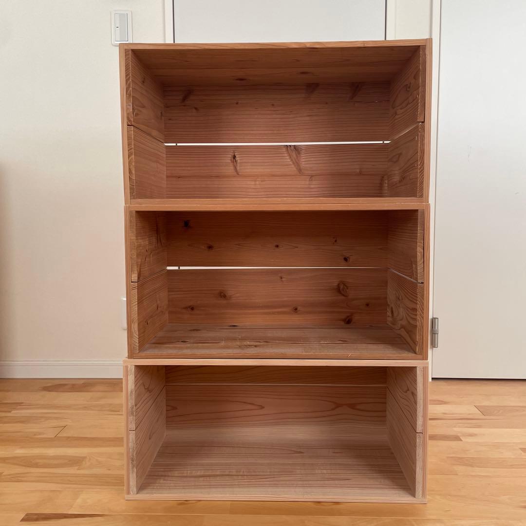 イエノlabo りんご箱　本棚　シェルフ　木製　3点セット　中古